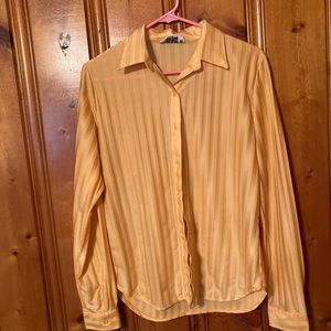 Size 16 Womens yellow silky button up dress shirt